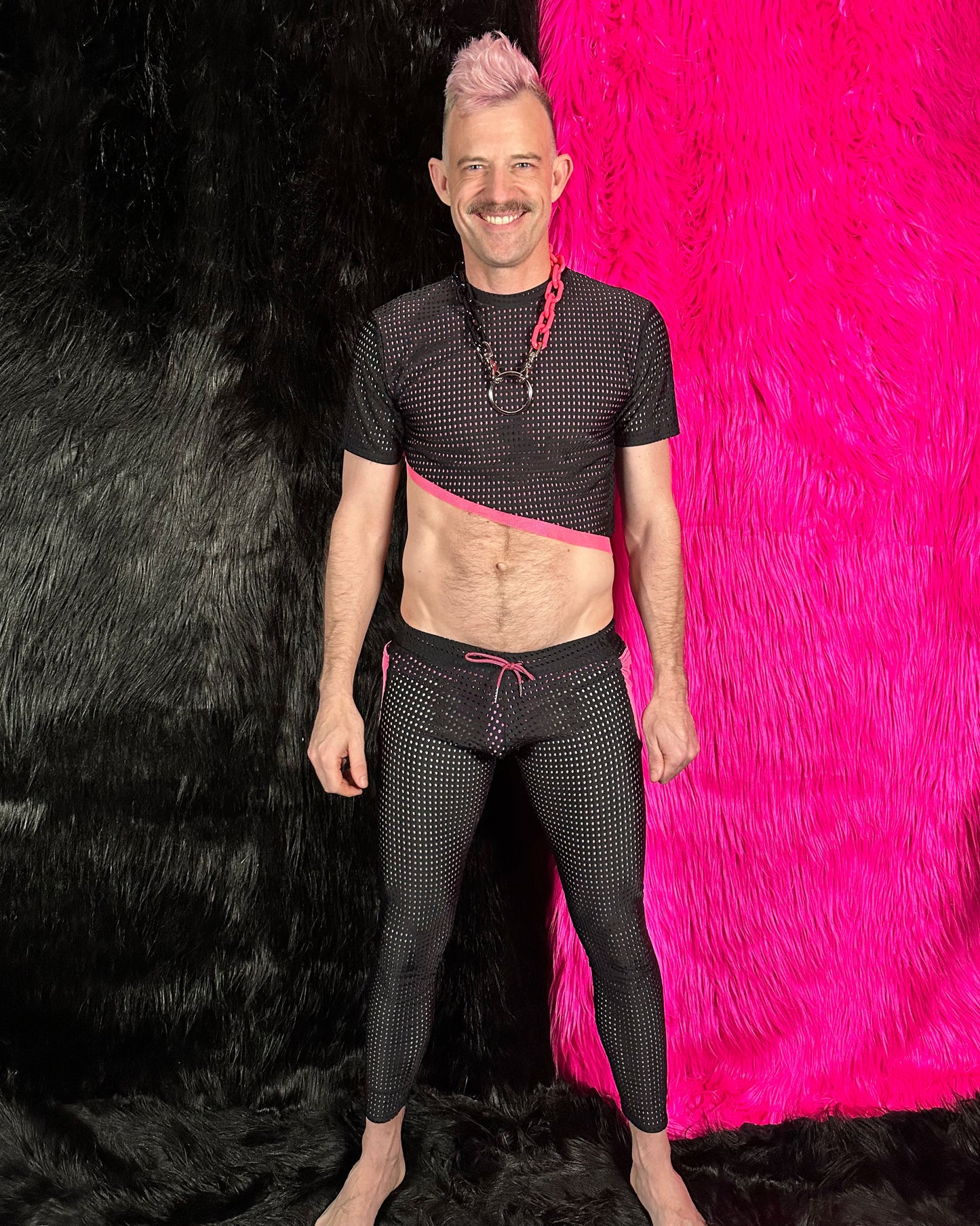 Black Mesh Tights w/ Hot Pink Pockets