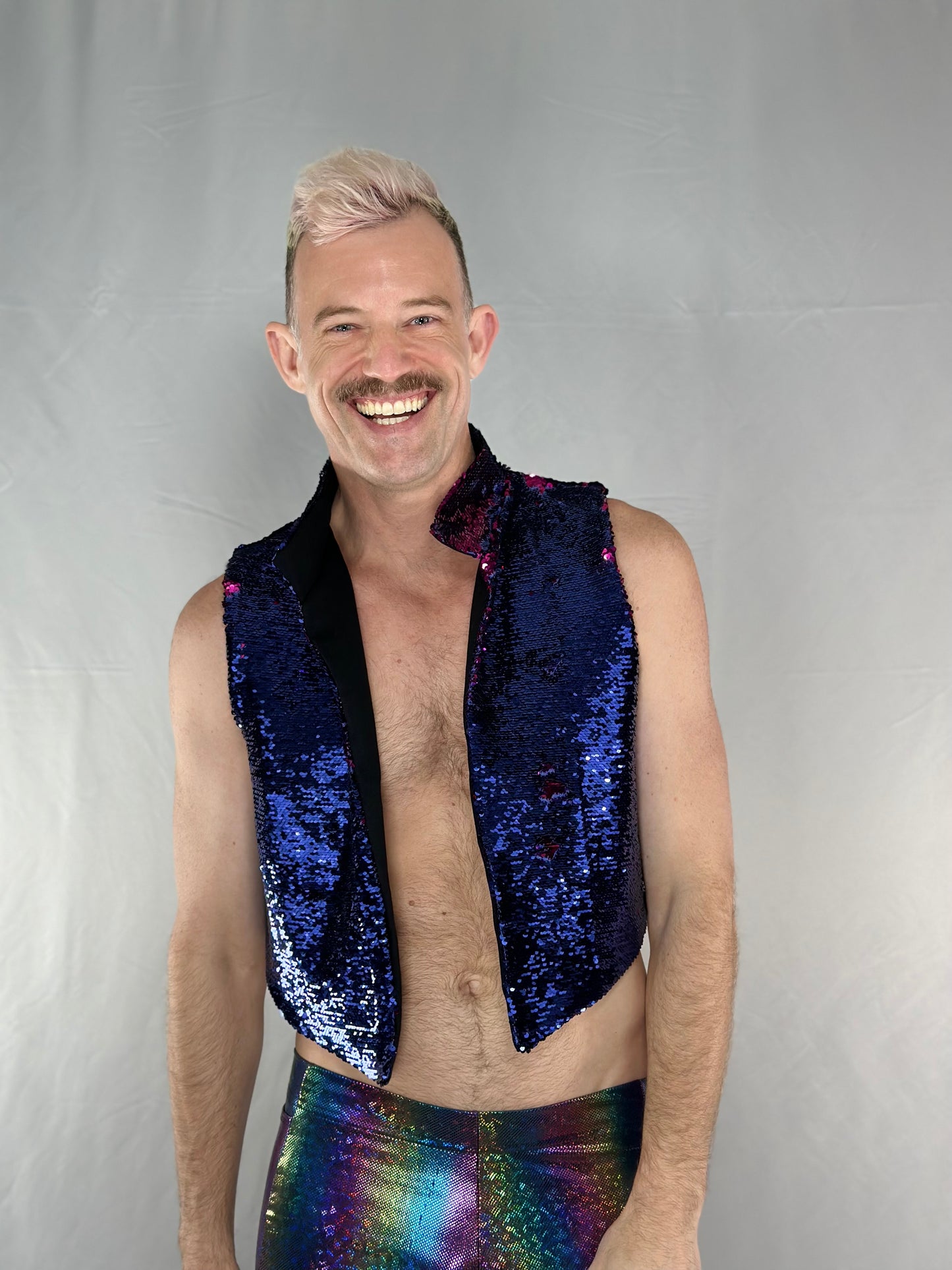 Navy and Fuchsia Sequin Vest