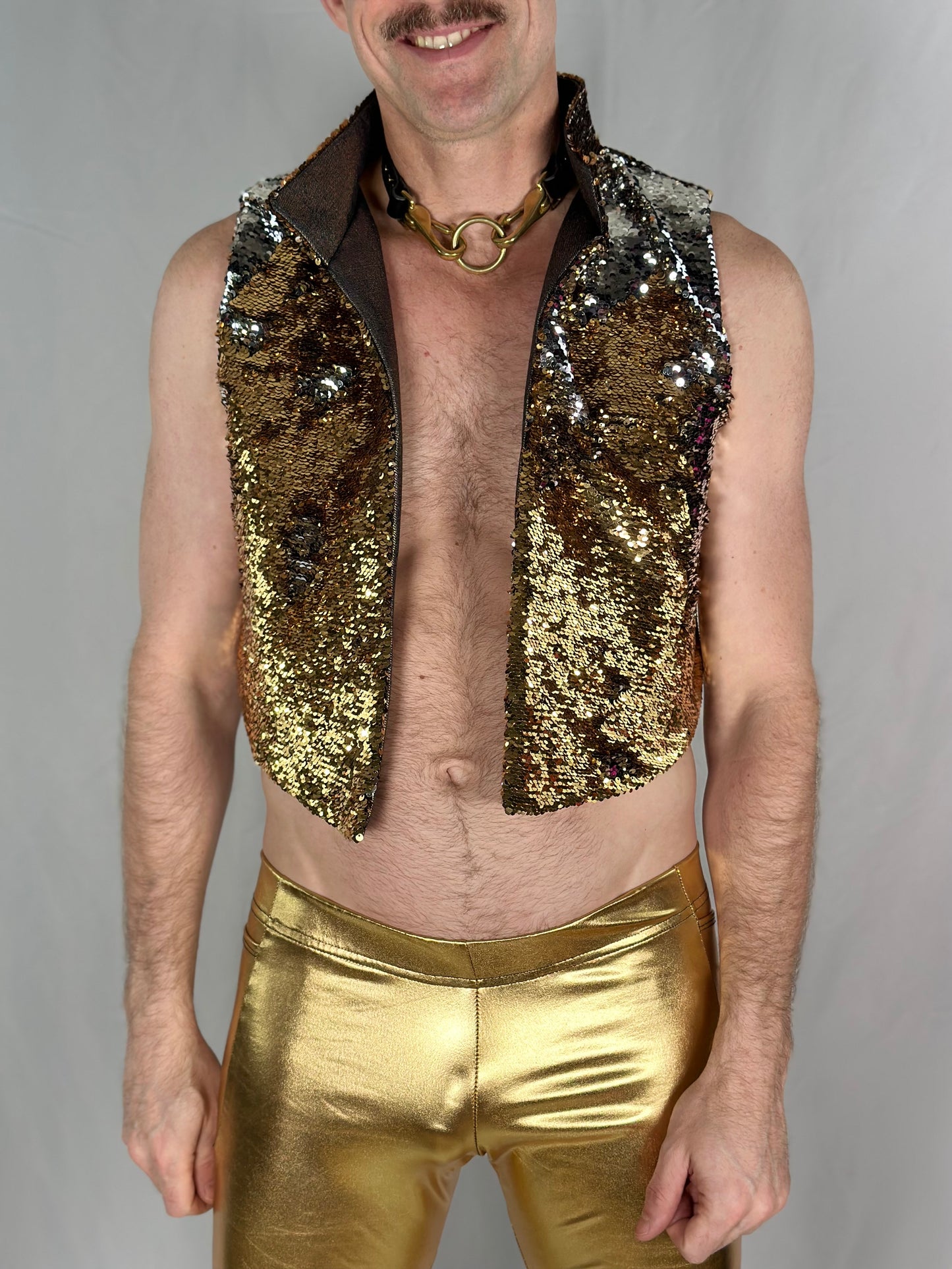 Gold and Silver Sequin Vest