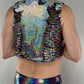 Rainbow and Silver Sequin Crop Vest